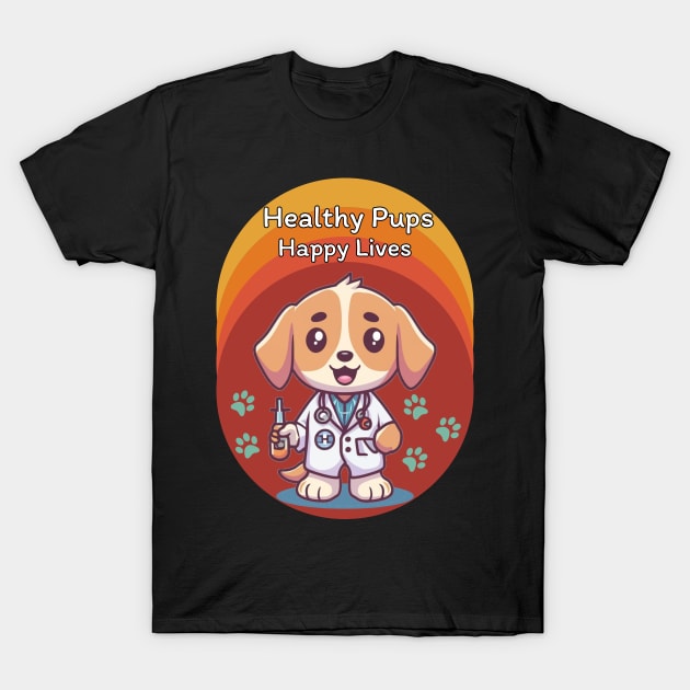 Healthy Pops Happy Lives, Happy Dog T-Shirt by pmArtology